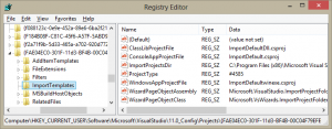 C# ImportTemplates registry entry