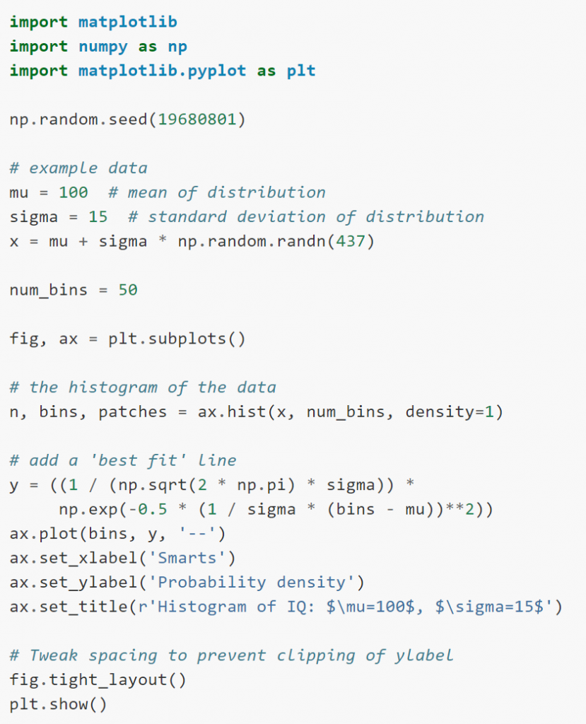 Screenshot of sample code