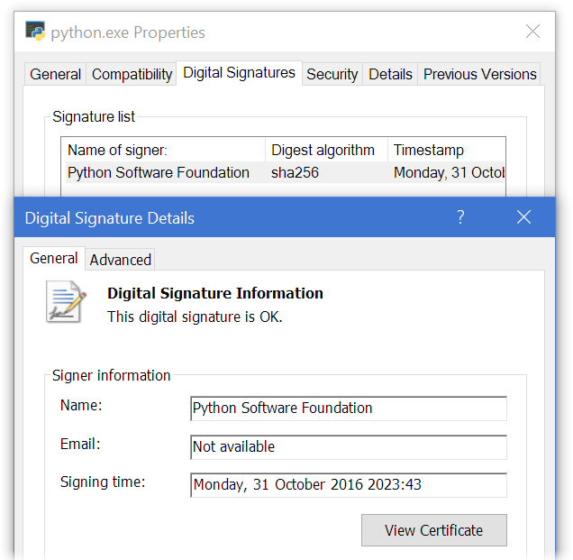 The Python Software Foundation certificate