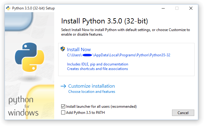 Python 3.5.0 installer