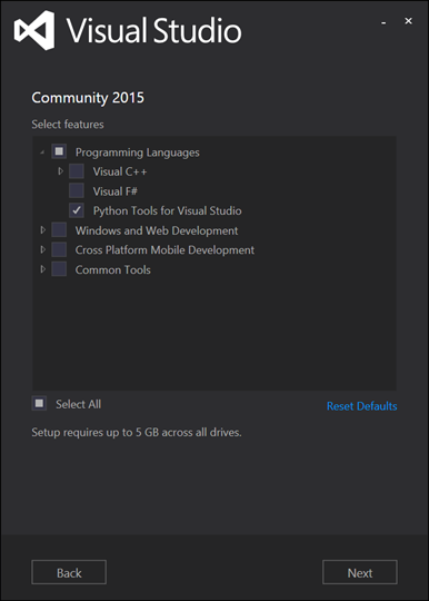 Visual Studio 2015 installer